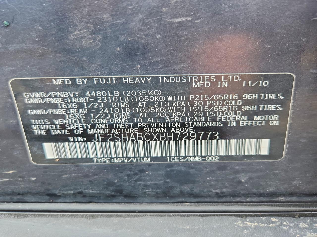 2011 SUBARU FORESTER 2.5X photo 27