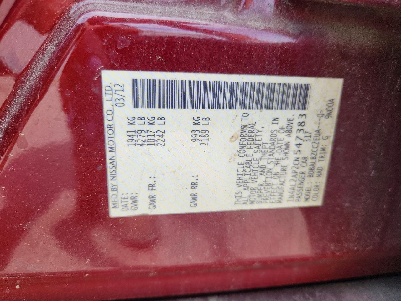 2012 NISSAN ALTIMA 2.5 photo 23
