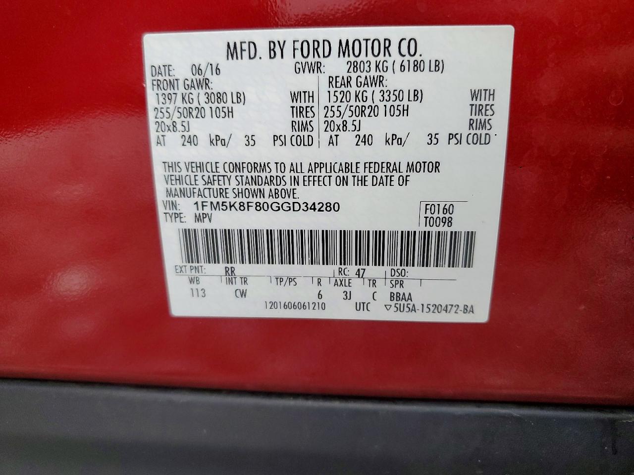 2016 FORD EXPLORER LIMITED photo 37