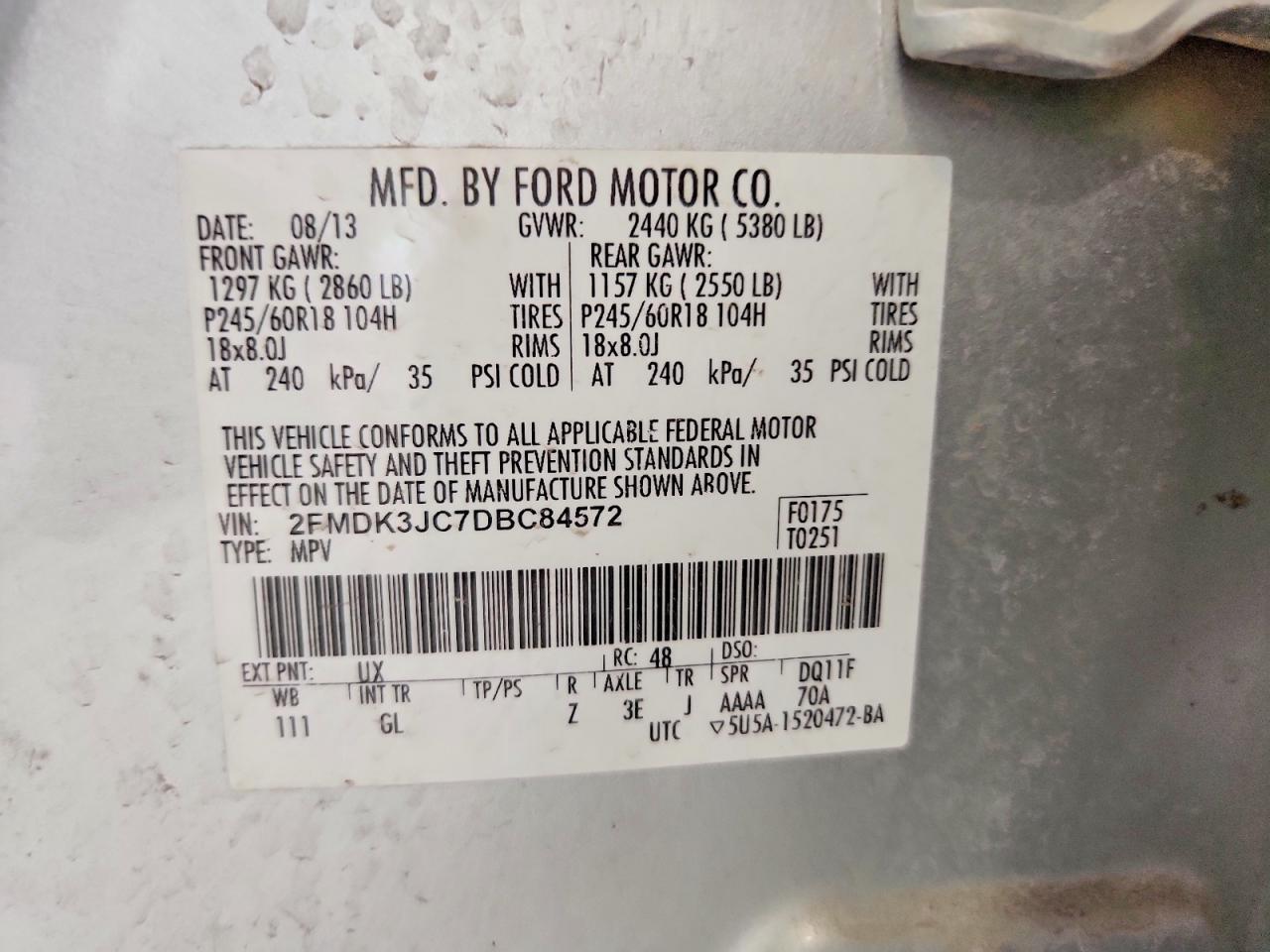 2013 FORD EDGE SEL photo 25