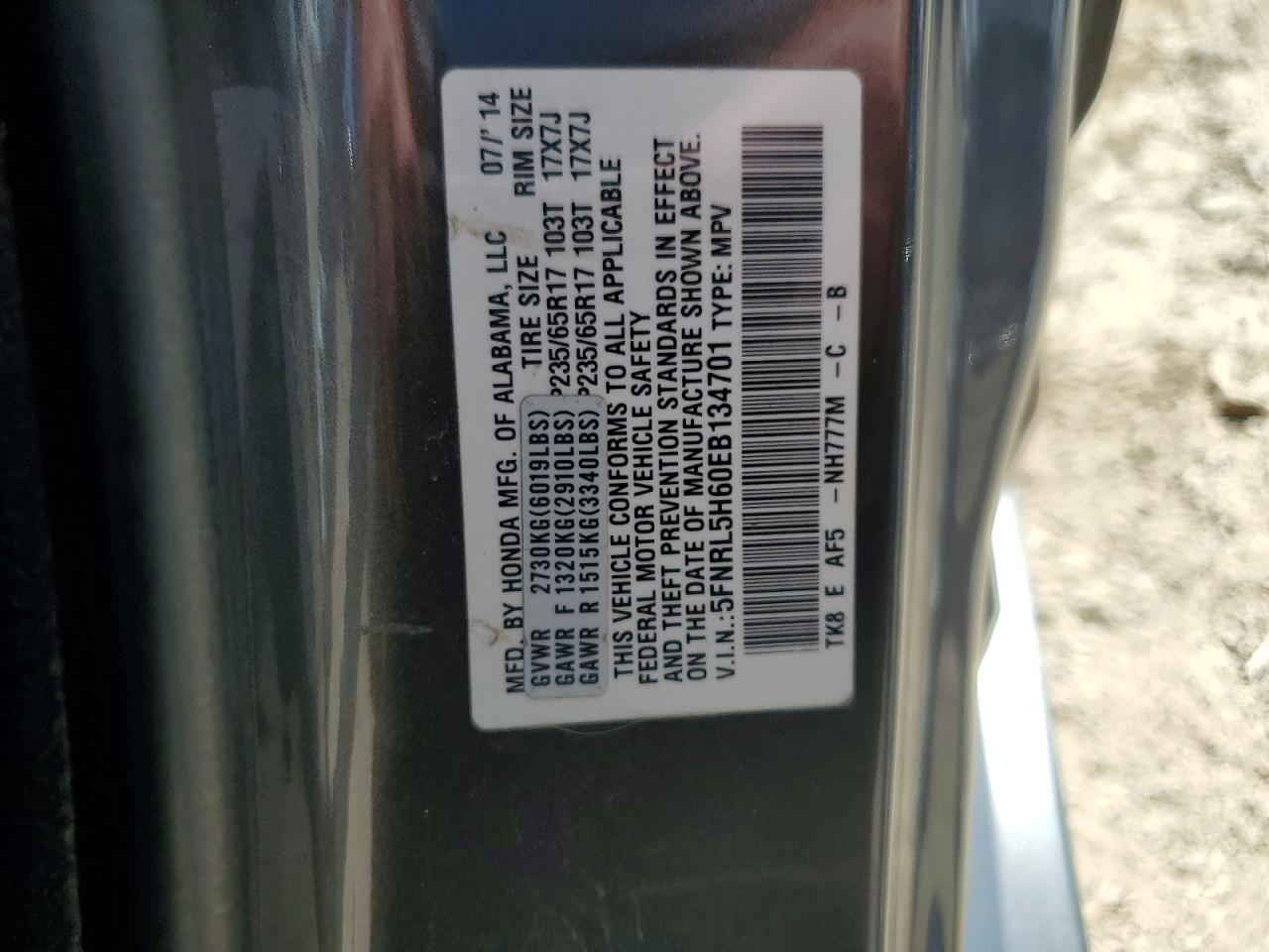 2014 HONDA ODYSSEY EXL photo 34