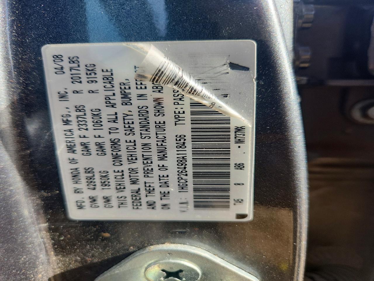 2008 HONDA ACCORD LXP photo 25