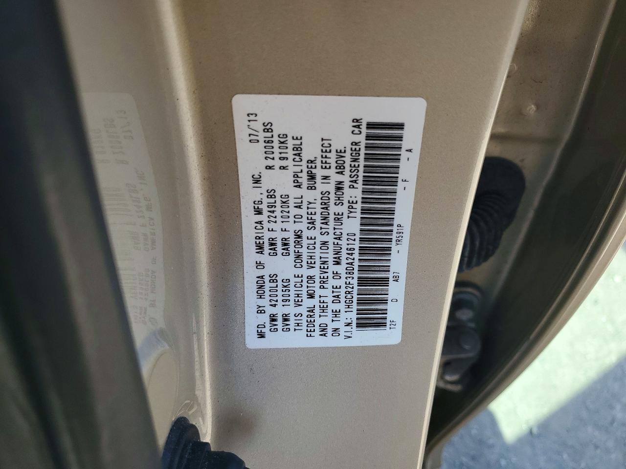 2013 HONDA ACCORD LX photo 34