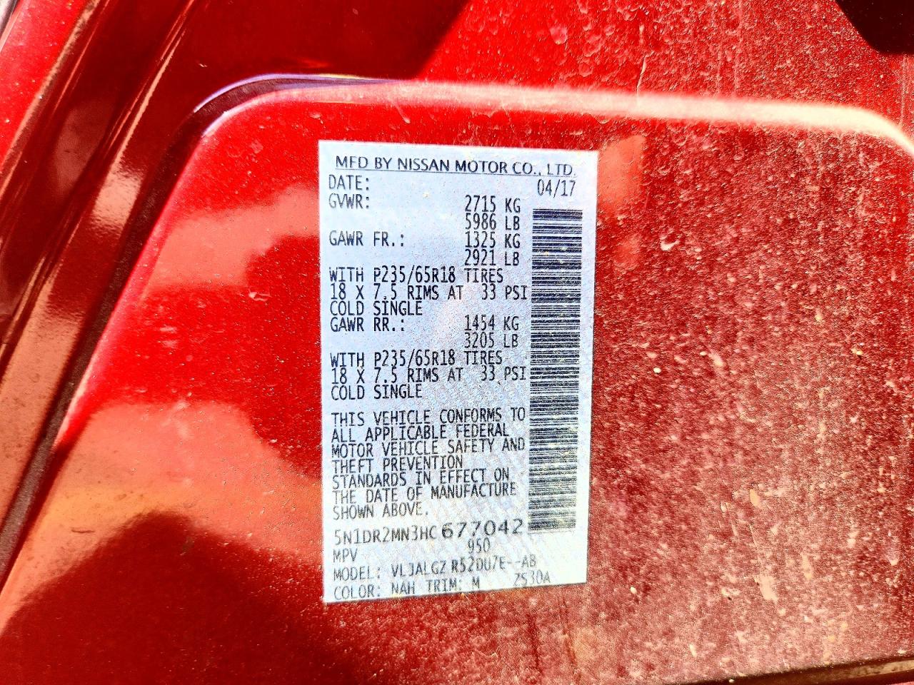 2017 NISSAN PATHFINDER SL photo 25