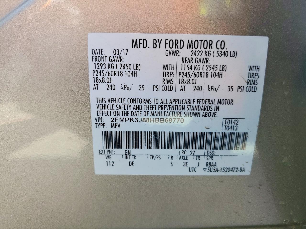 2017 FORD EDGE SEL photo 25