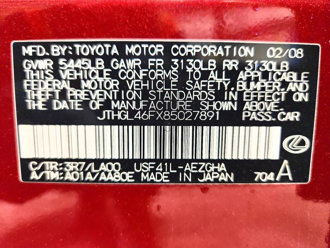 2008 LEXUS LS 460L photo 23