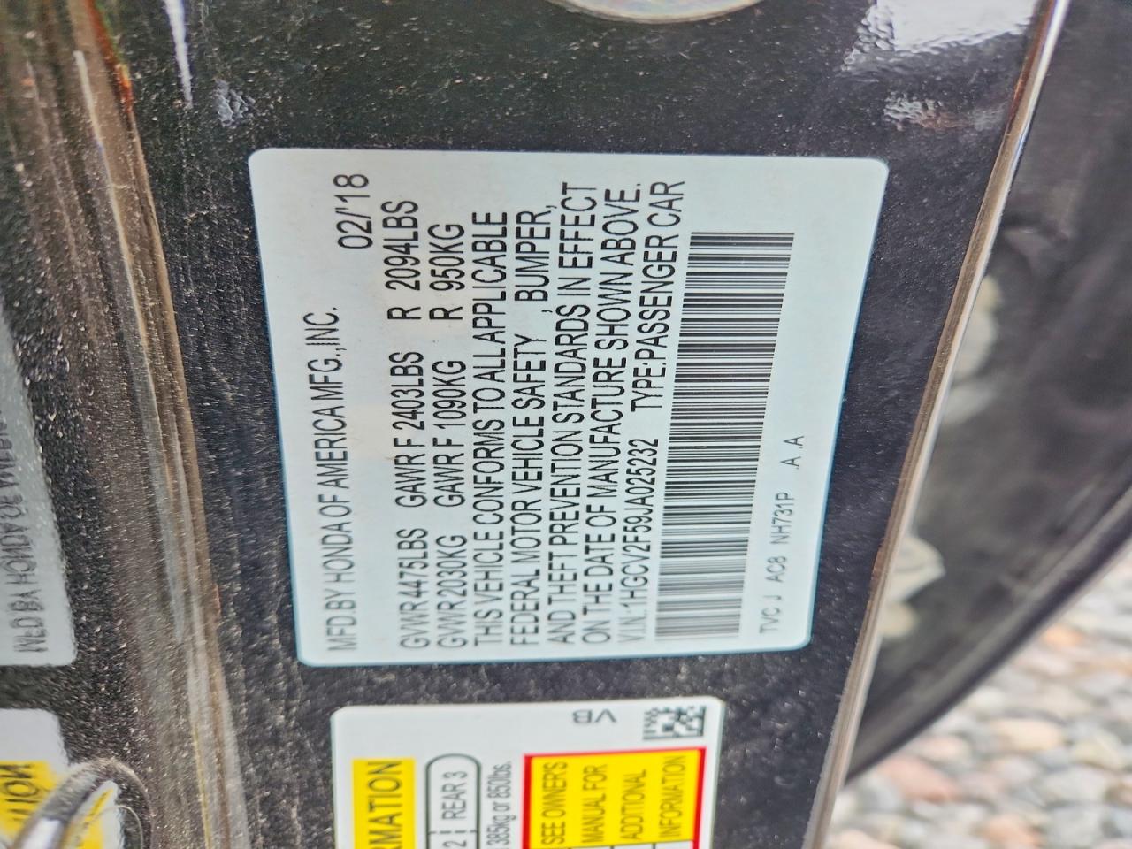 2018 HONDA ACCORD EXL photo 23