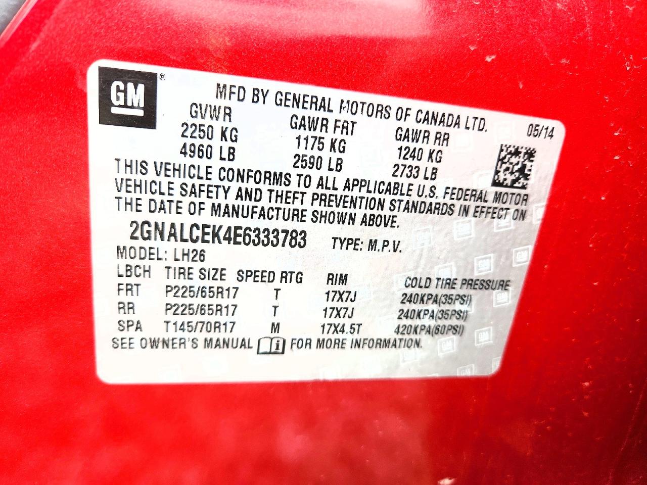 2014 CHEVROLET EQUINOX LT photo 37