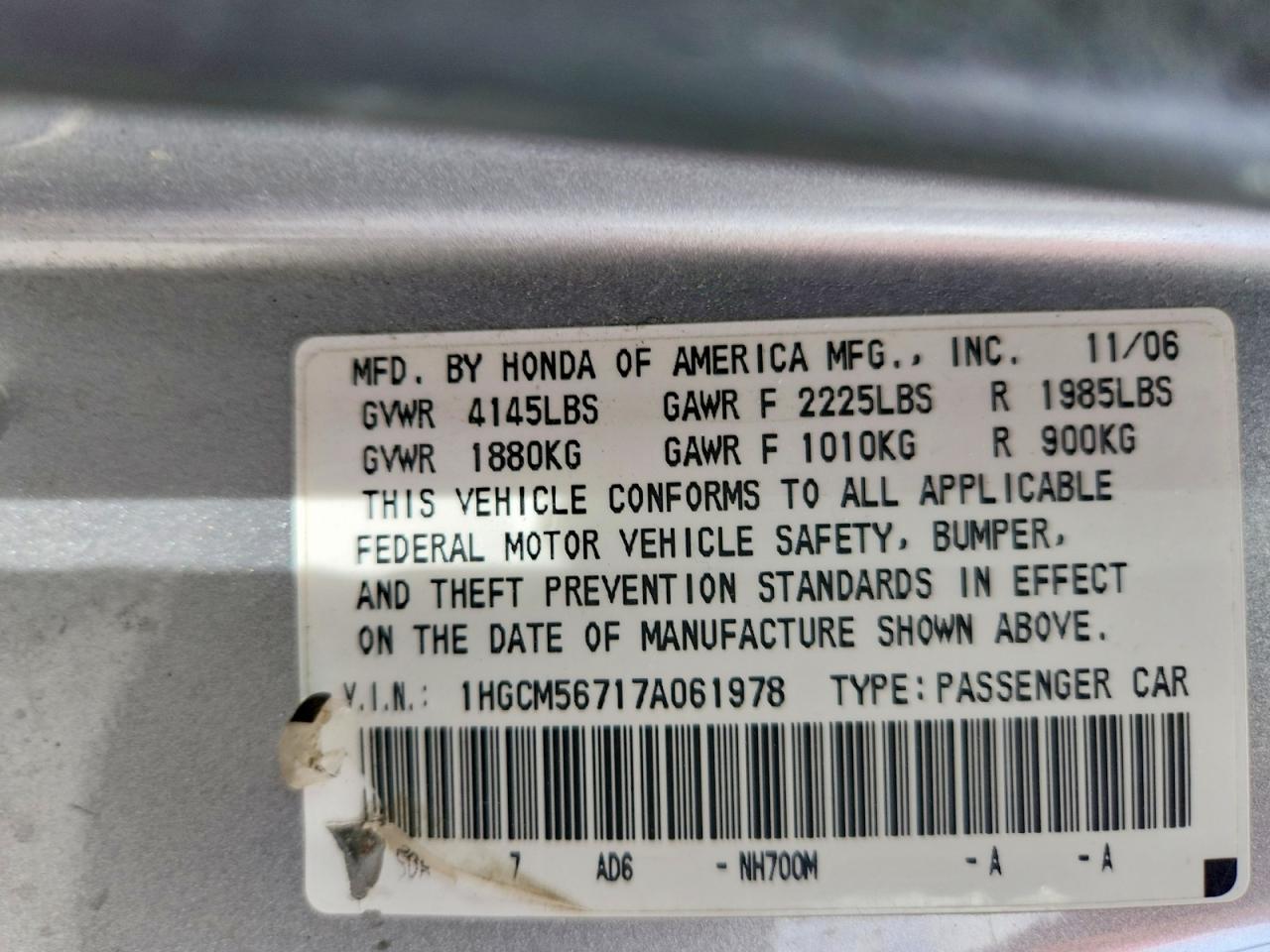 2007 HONDA ACCORD EX photo 34
