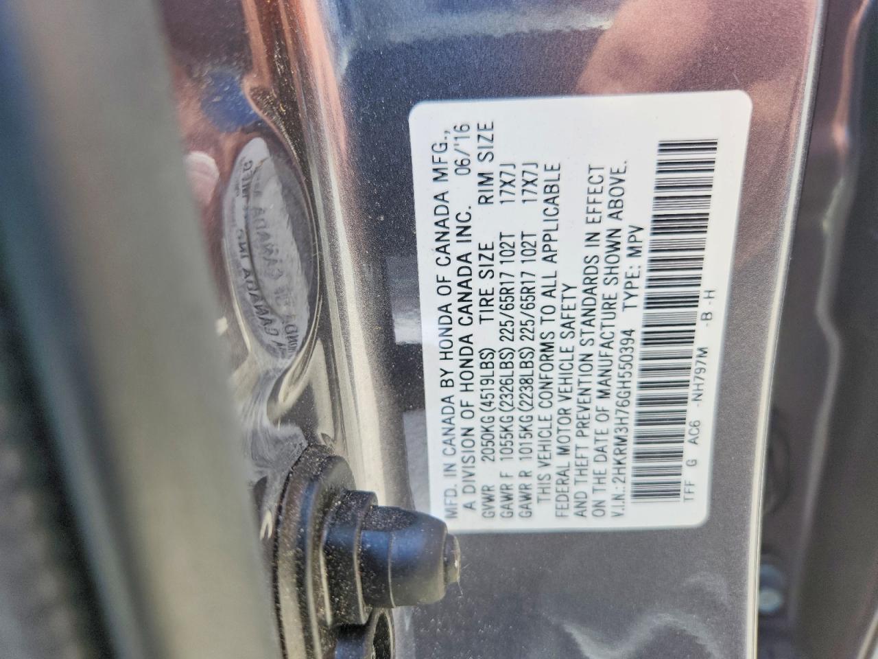 2016 HONDA CR-V EXL photo 13