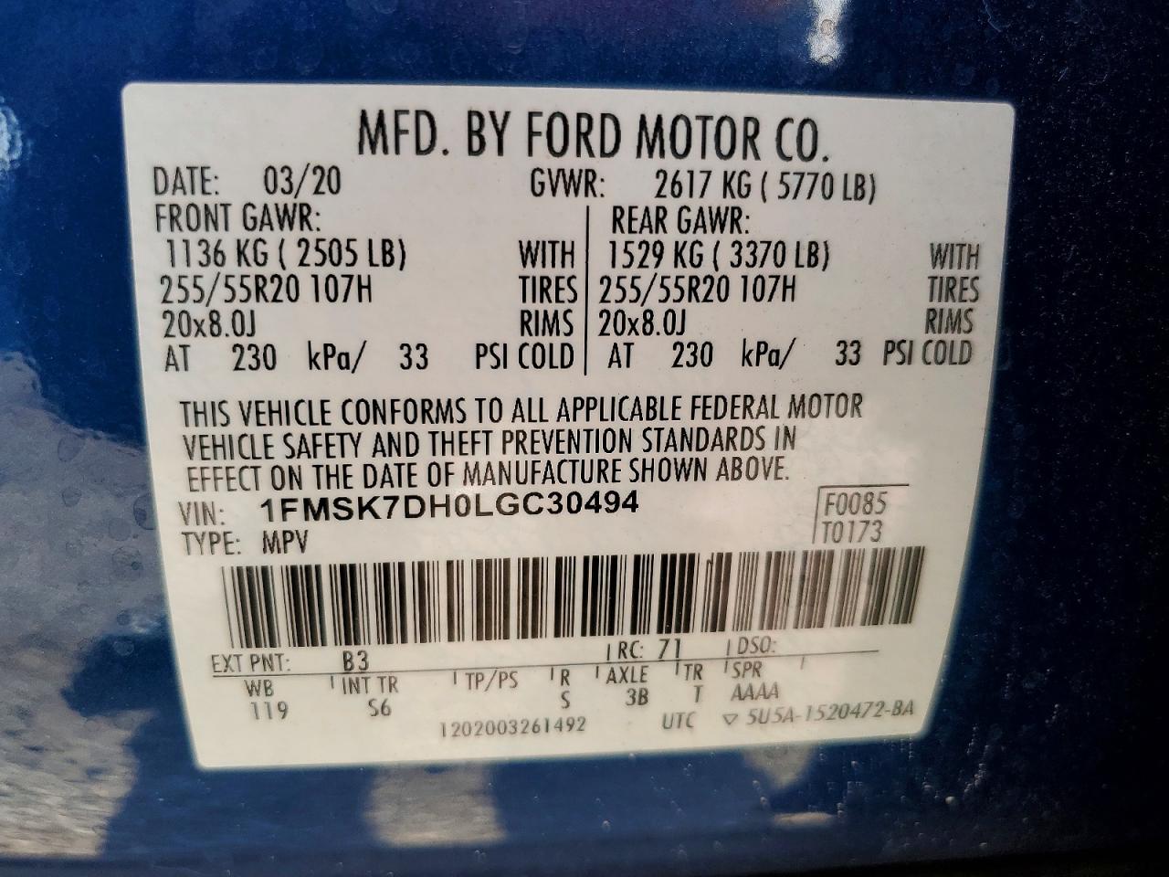 2020 FORD EXPLORER XLT photo 12