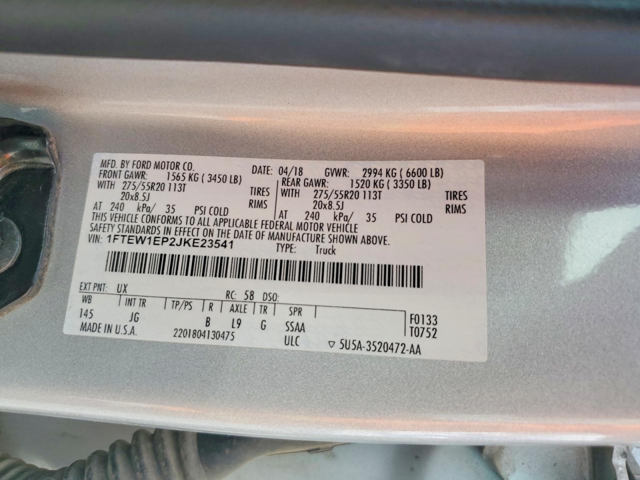 2018 FORD F150 SUPERCREW photo 12