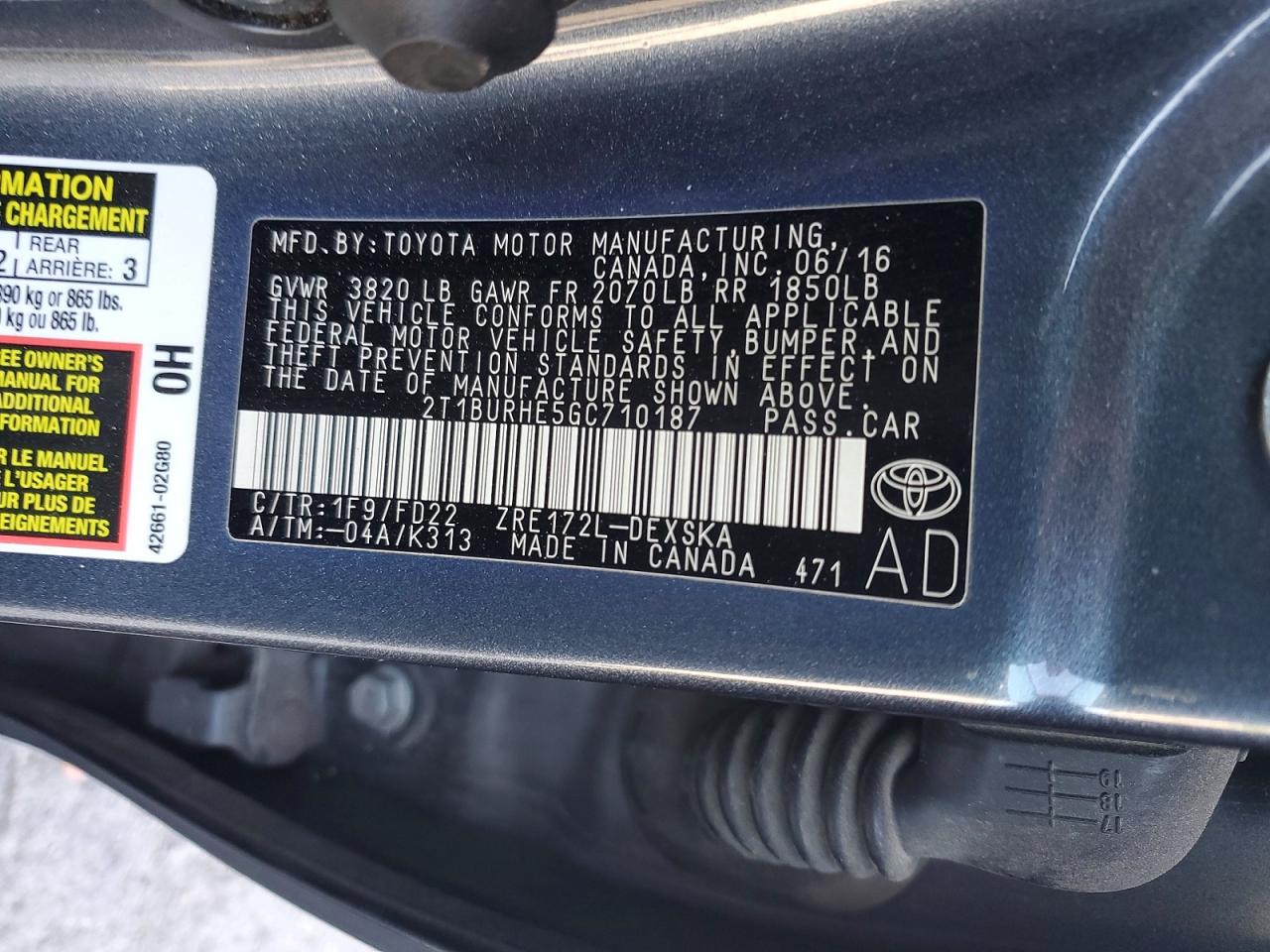 2016 TOYOTA COROLLA S PLUS photo 23
