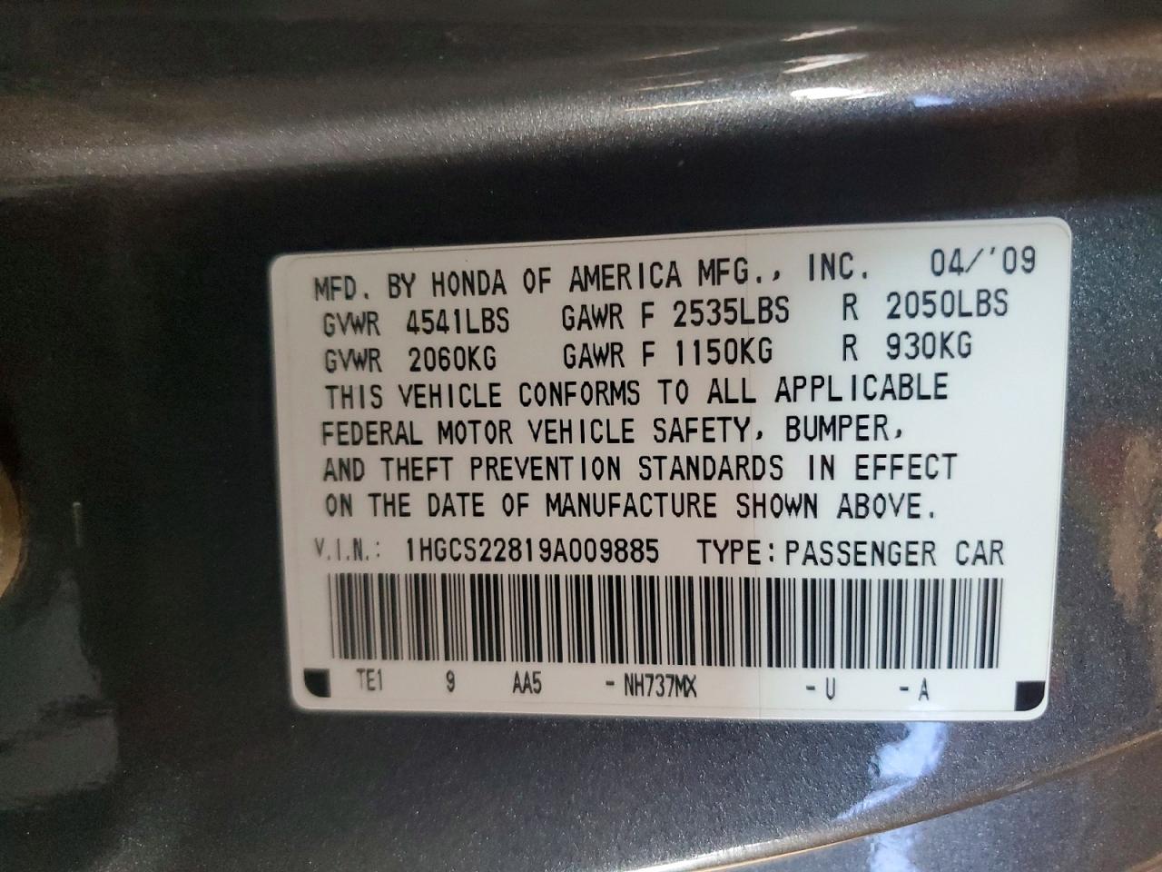 2009 HONDA ACCORD EXL photo 34