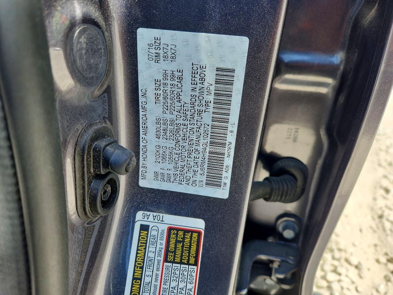 2016 HONDA CR-V TOURING photo 34
