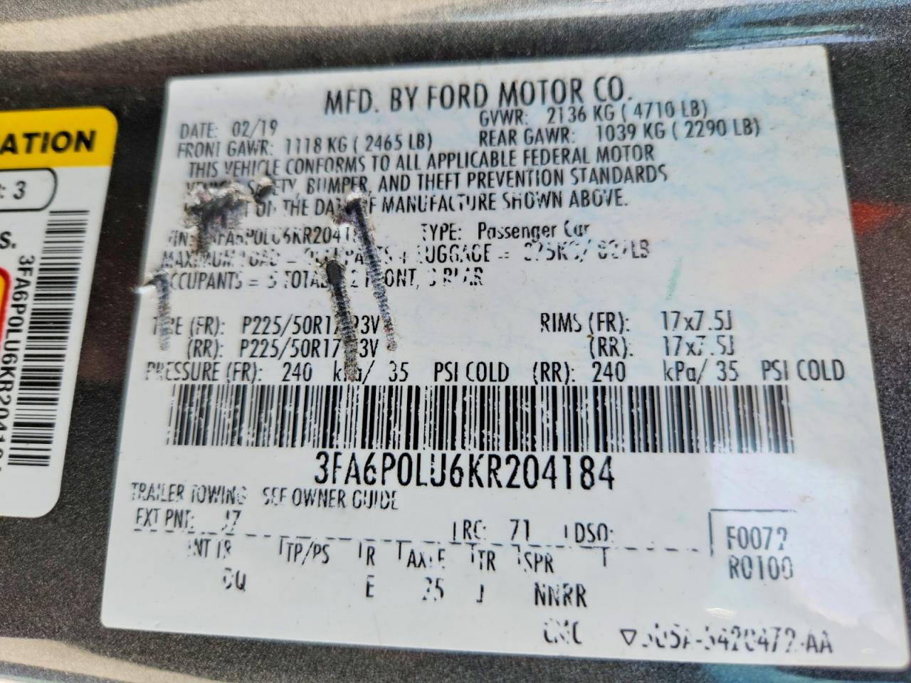 2019 FORD FUSION SE photo 23