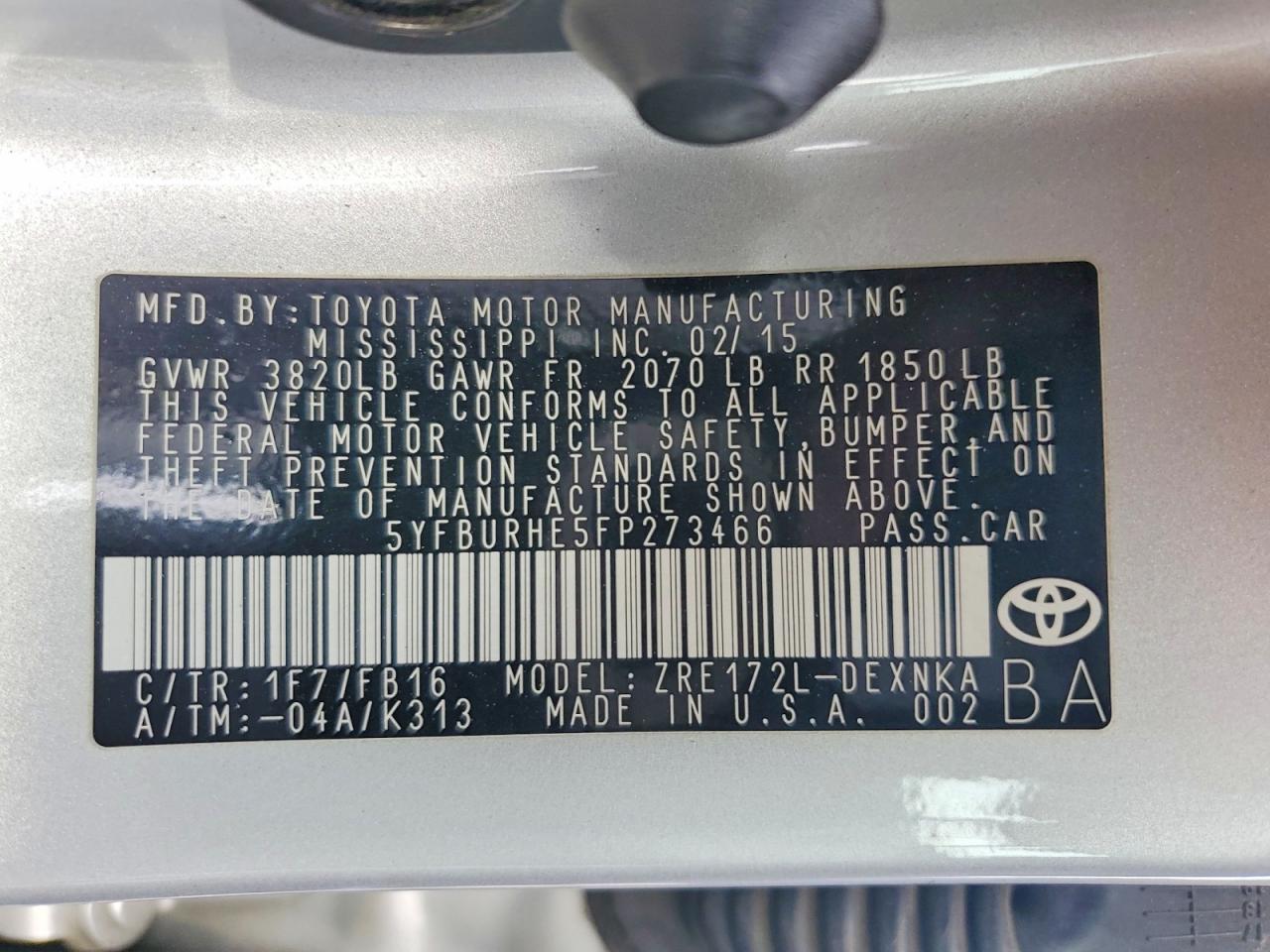 2015 TOYOTA COROLLA LE photo 25