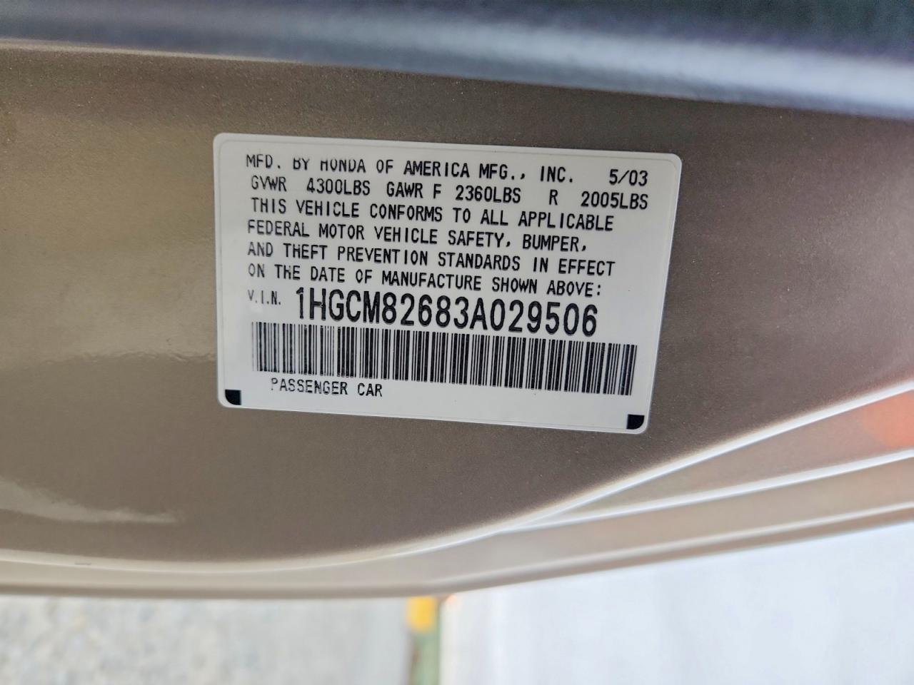 2003 HONDA ACCORD EX photo 12