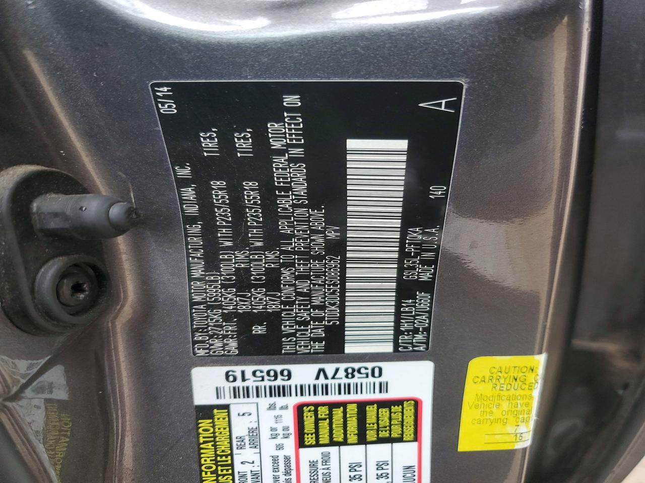 2014 TOYOTA SIENNA XLE 7-PASSENGER photo 27