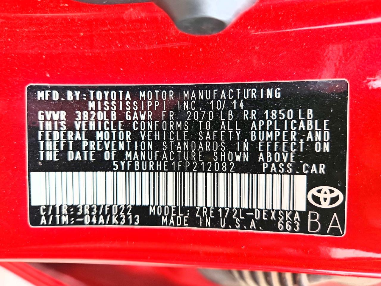 2015 TOYOTA COROLLA S PLUS photo 12