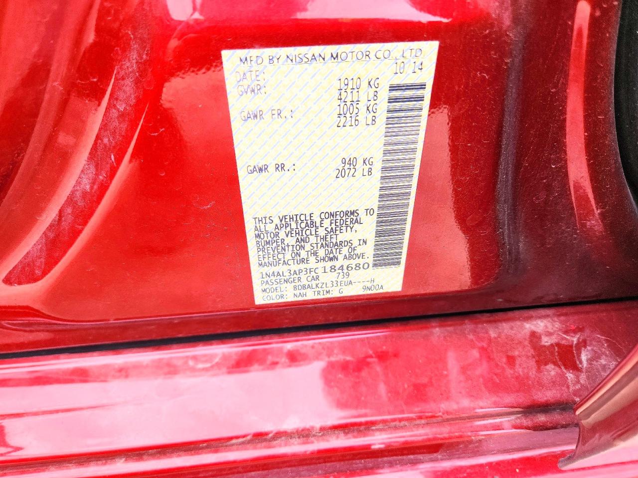 2015 NISSAN ALTIMA 2.5 SV photo 25