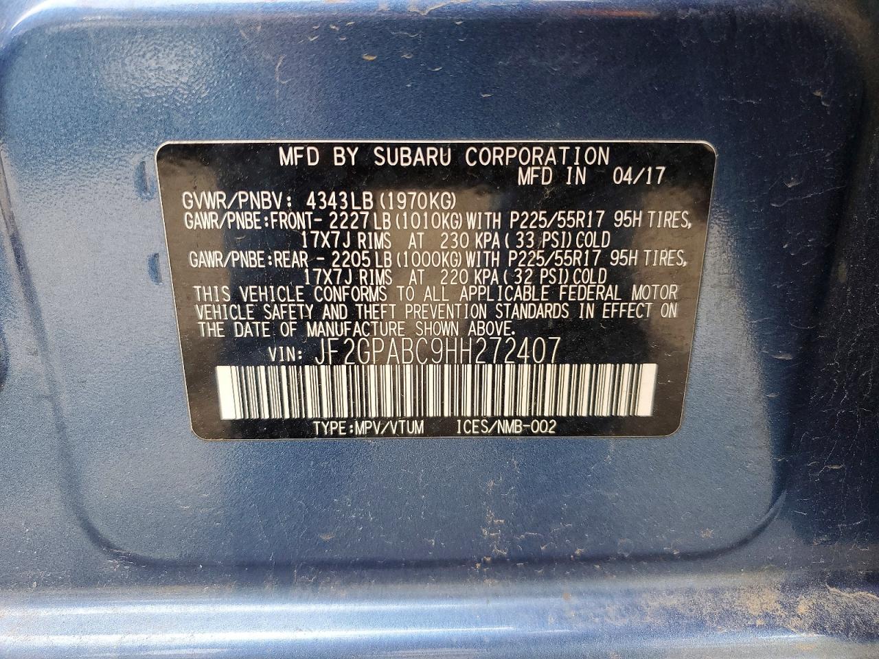 2017 SUBARU CROSSTREK PREMIUM photo 12