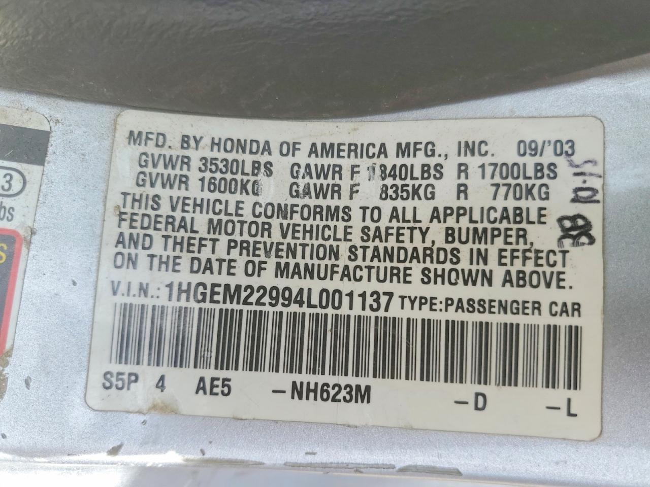 2004 HONDA CIVIC EX photo 23