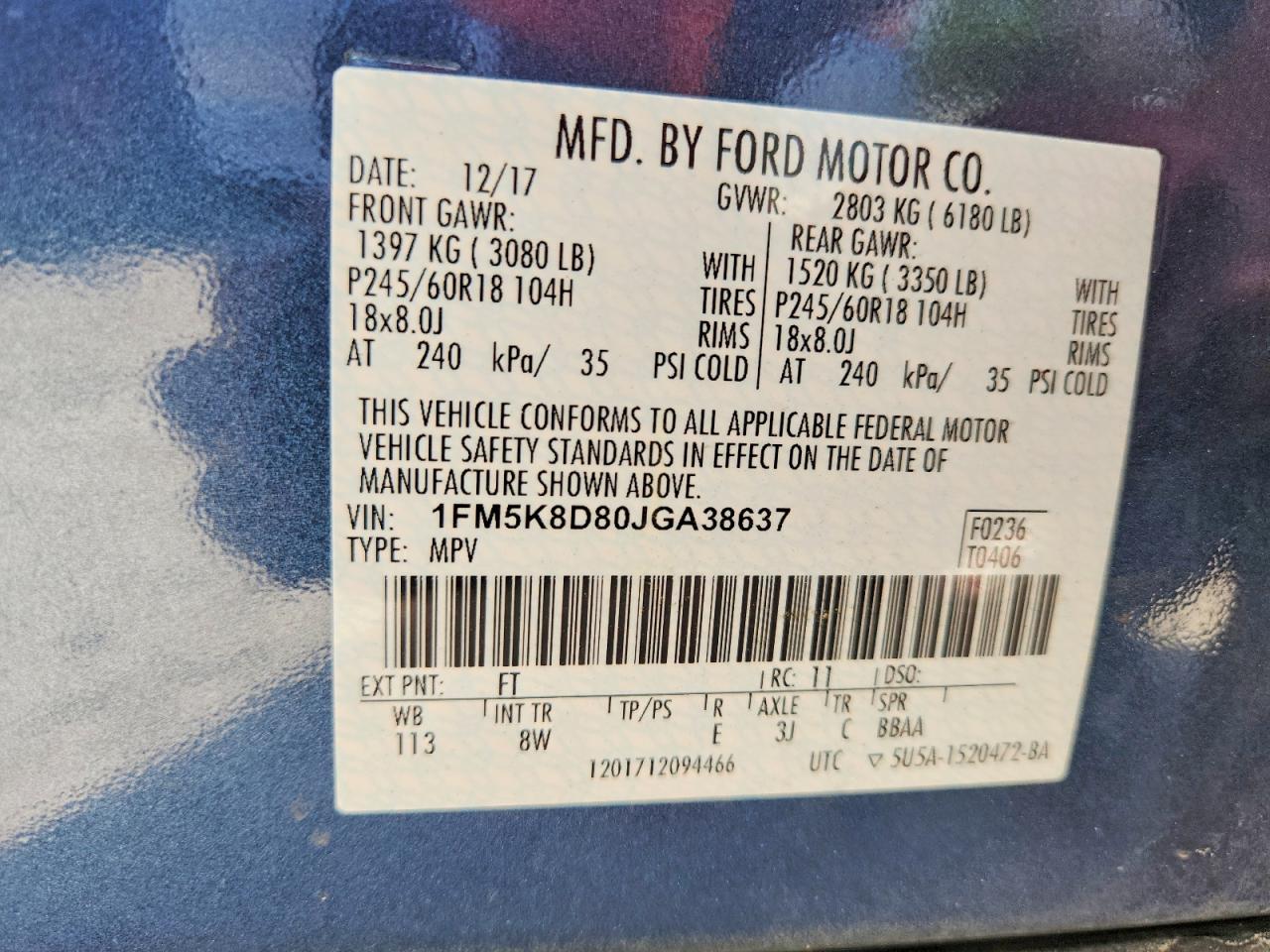 2018 FORD EXPLORER XLT photo 37