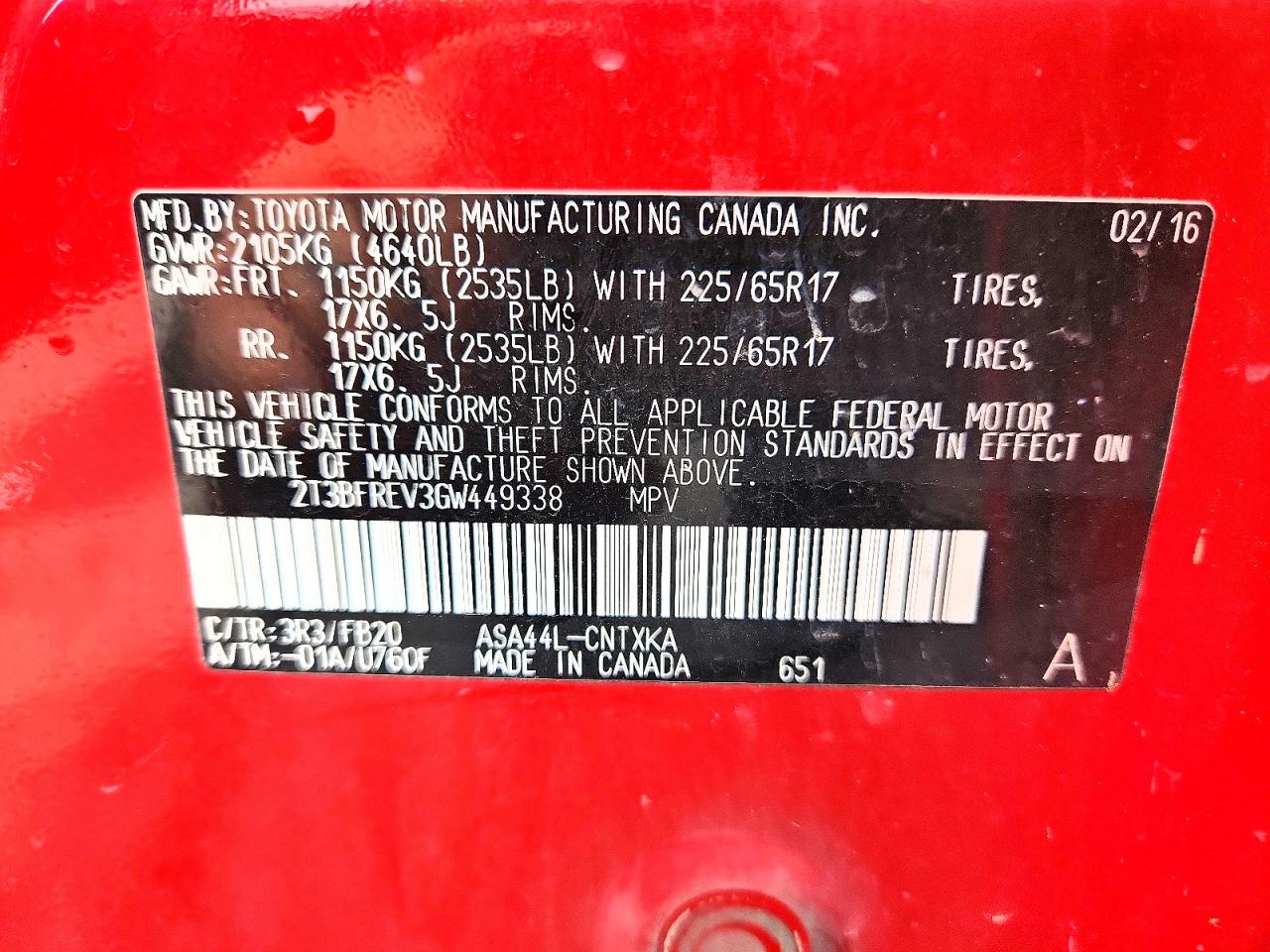 2016 TOYOTA RAV4 LE photo 13