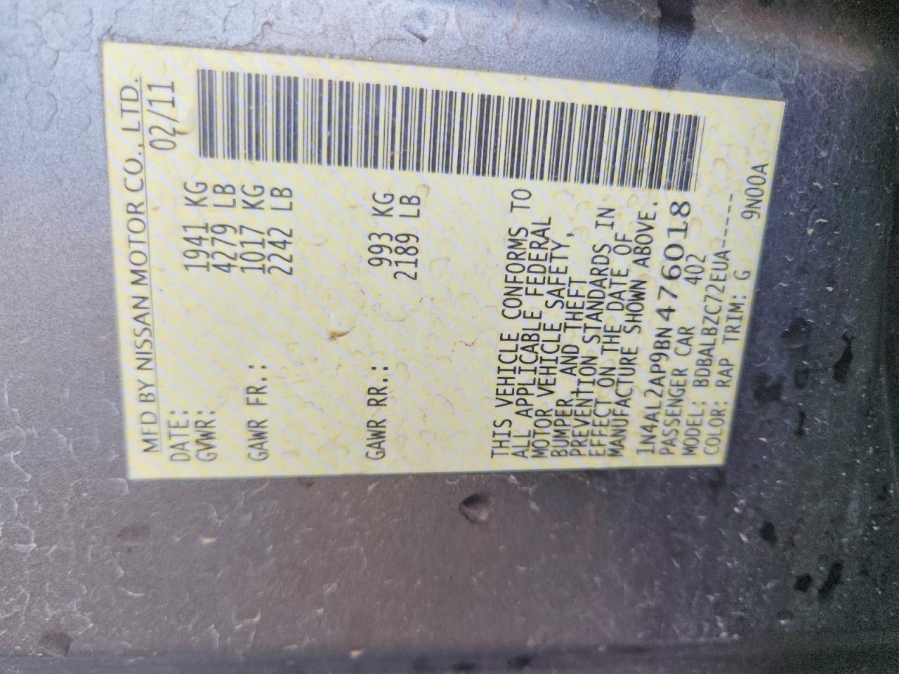 2011 NISSAN ALTIMA 2.5 photo 12