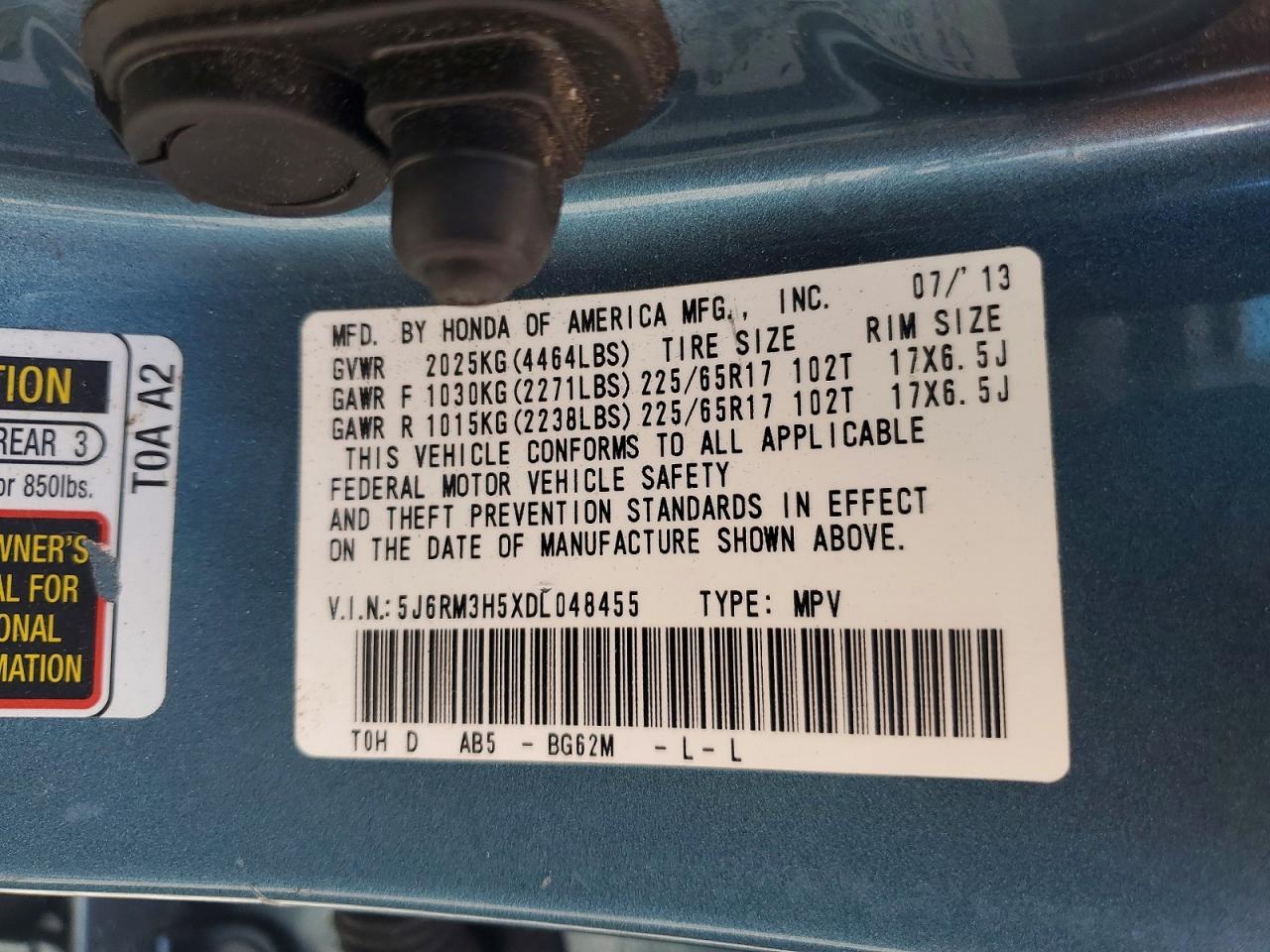 2013 HONDA CR-V EX photo 34