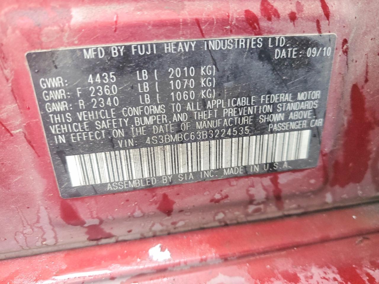 2011 SUBARU LEGACY 2.5I PREMIUM photo 12