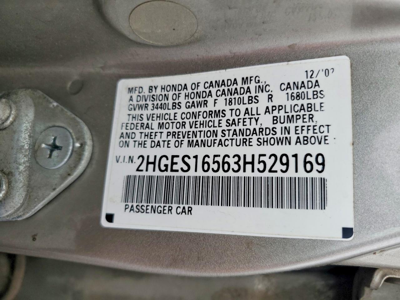 2003 HONDA CIVIC LX photo 12