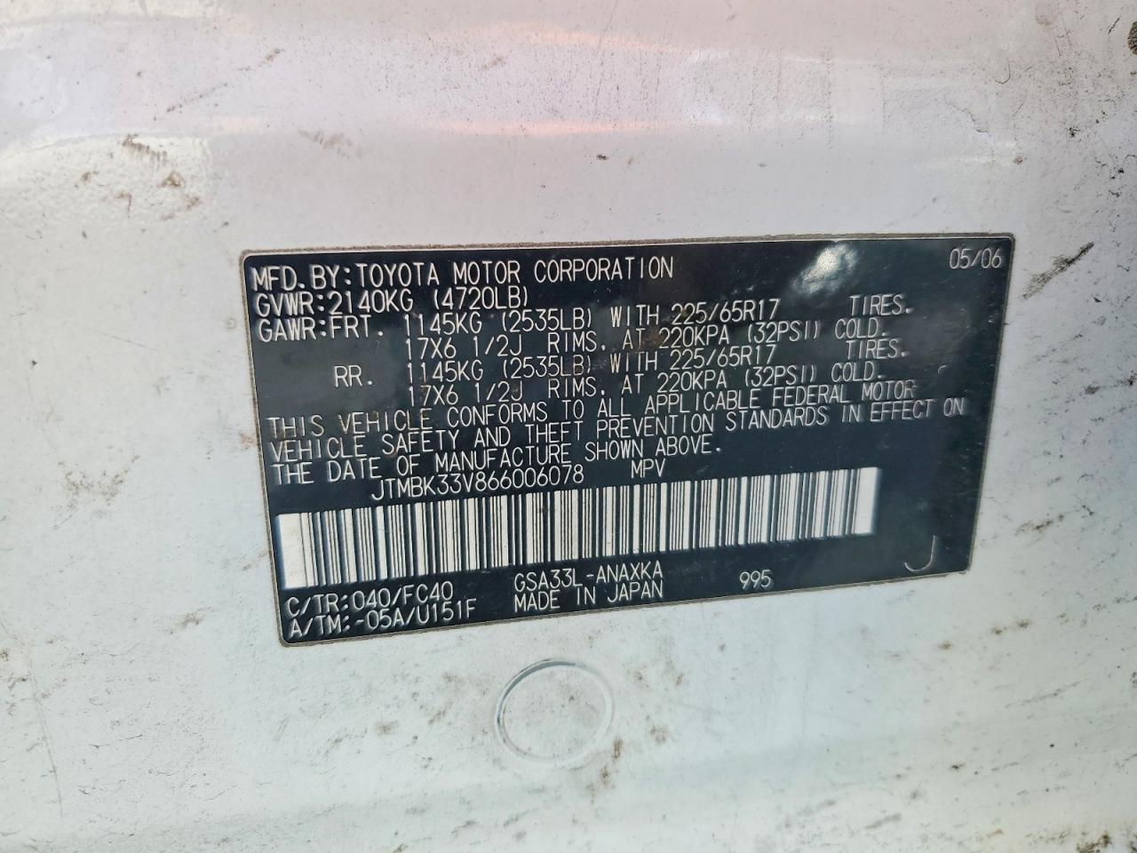2006 TOYOTA RAV4 BASE photo 37