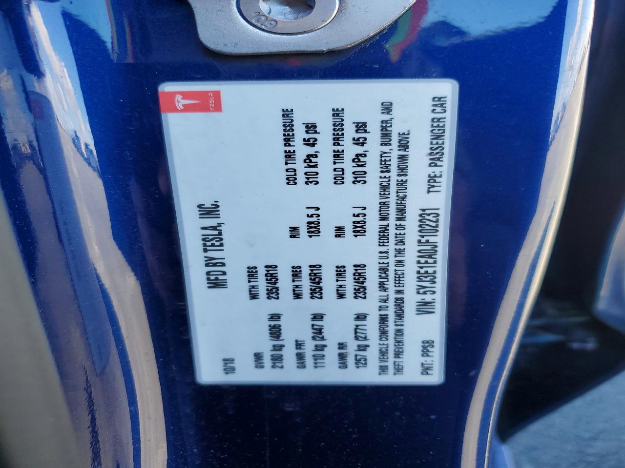 2018 TESLA MODEL 3 photo 12