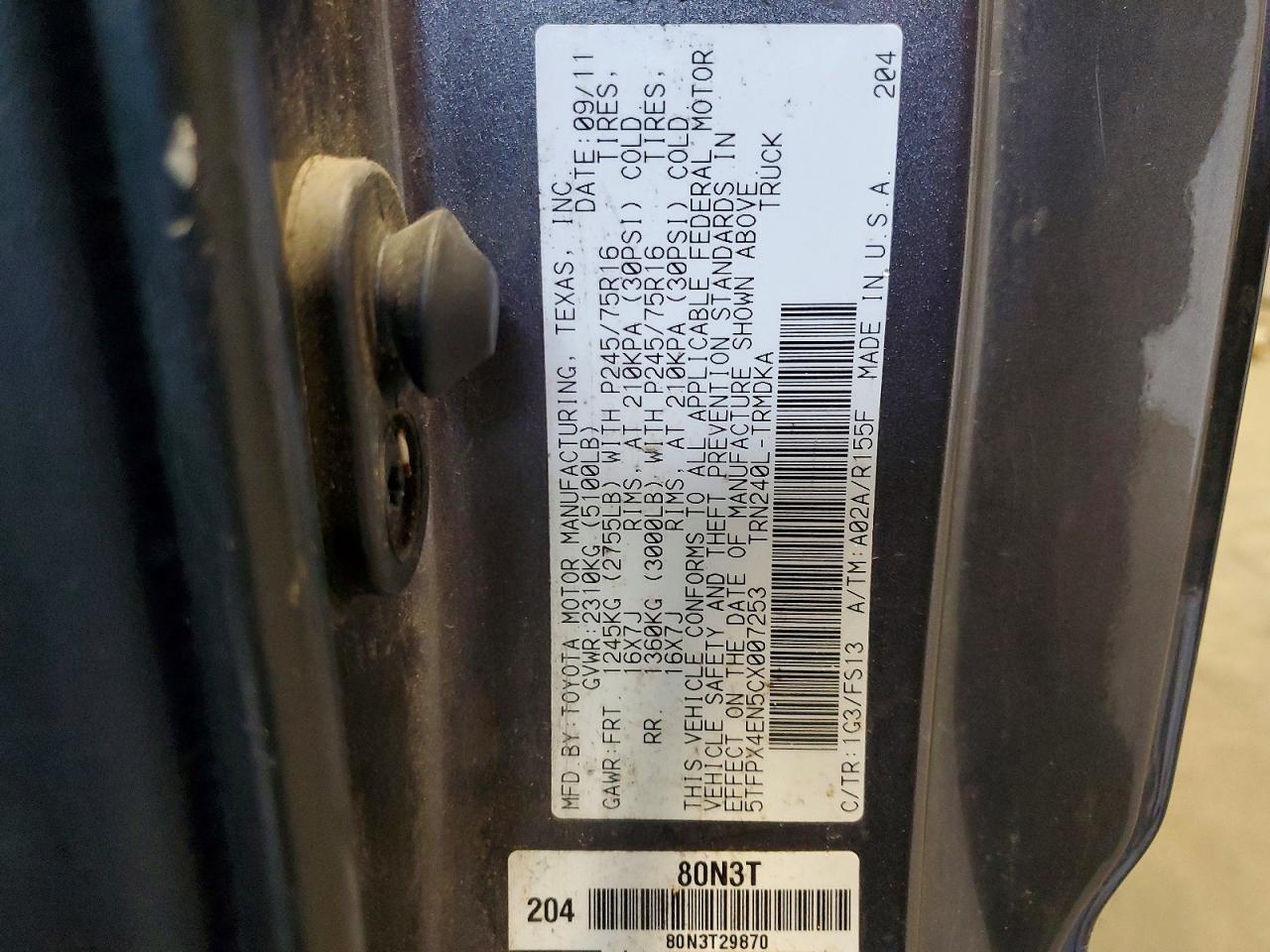 2012 TOYOTA TACOMA BASE photo 34