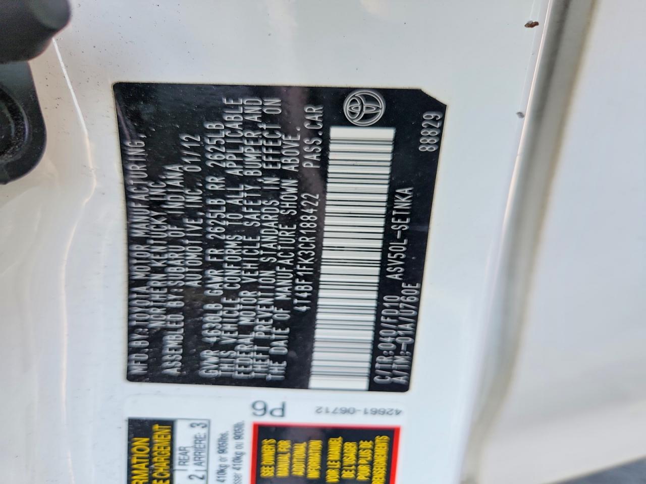 2012 TOYOTA CAMRY LE photo 37