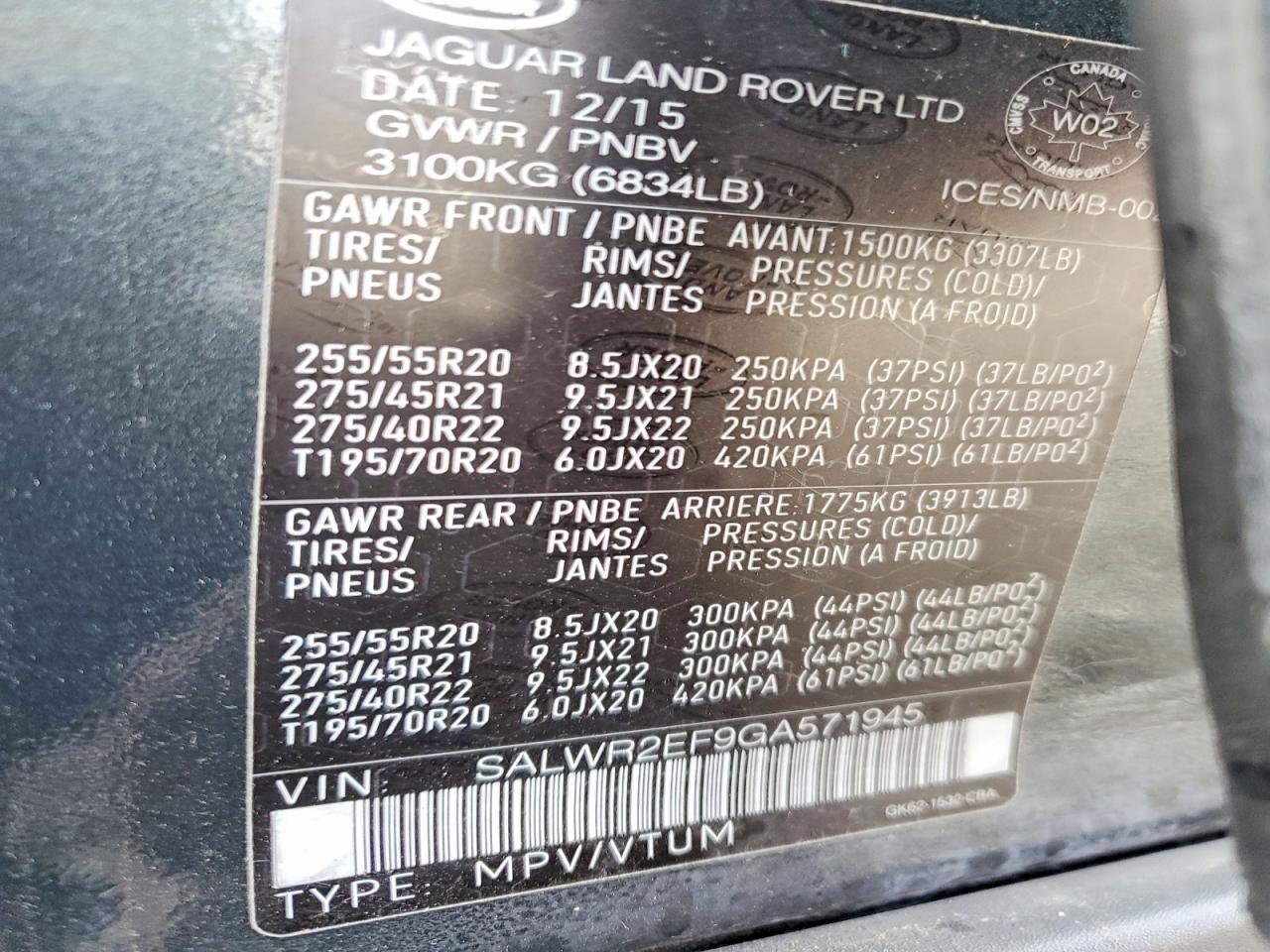 2016 LAND ROVER RANGE ROVER SPORT SC photo 13