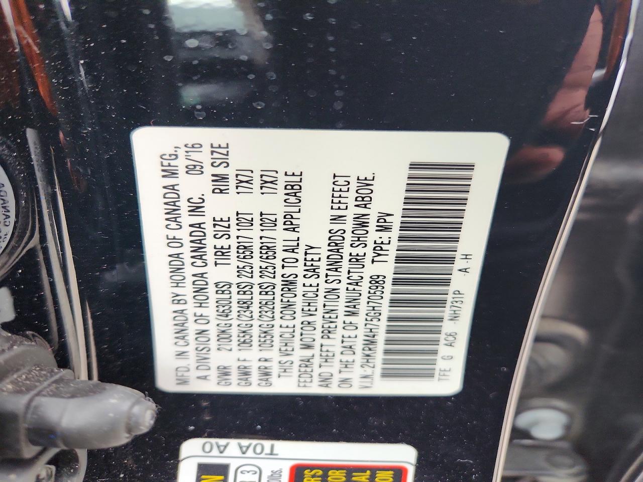2016 HONDA CR-V EXL photo 40