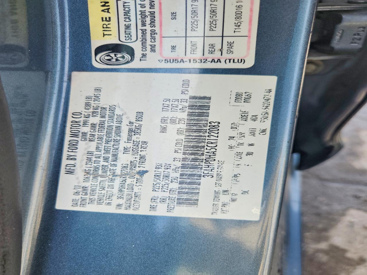 2012 FORD FUSION SE photo 34