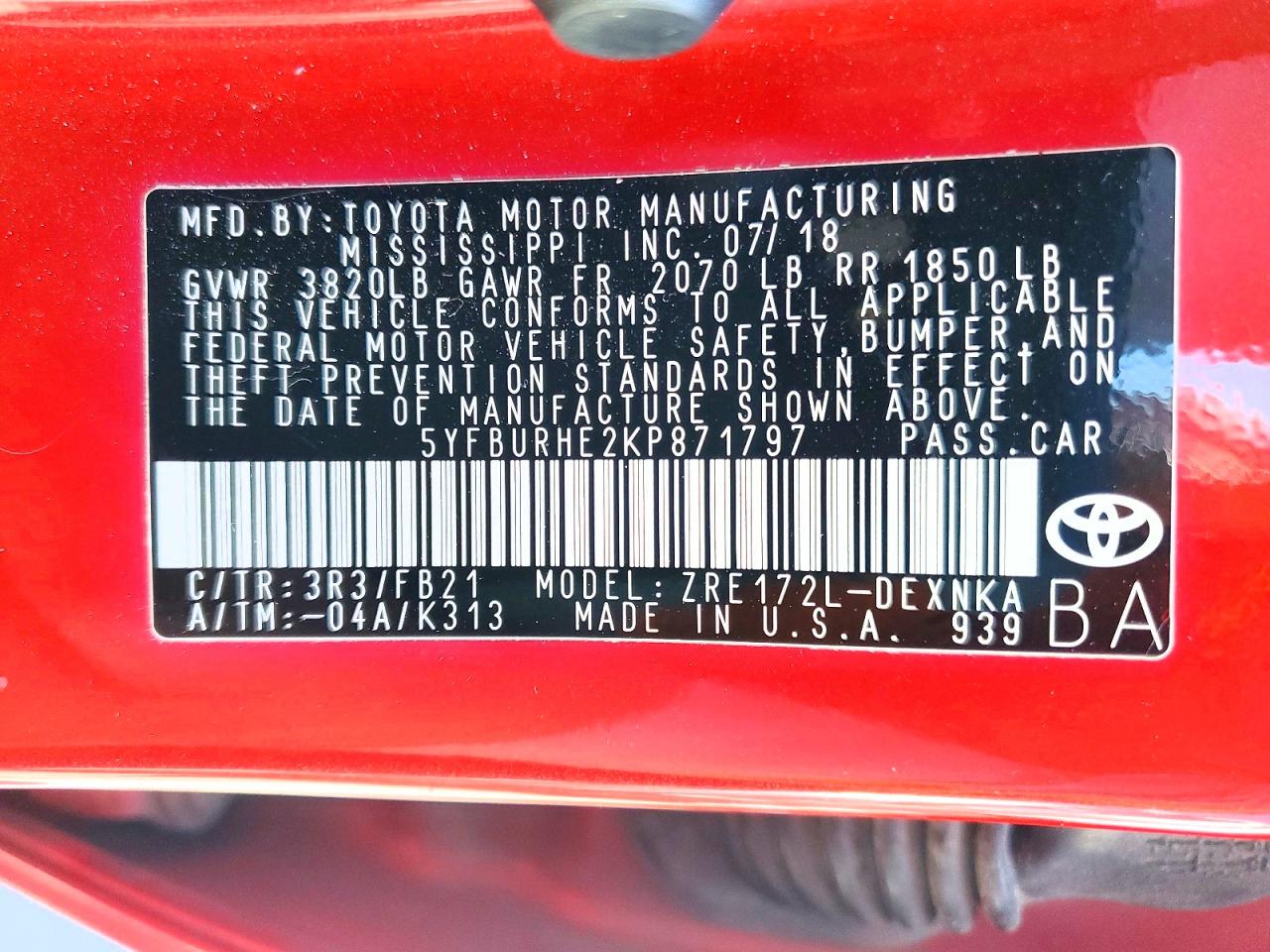 2019 TOYOTA COROLLA LE photo 23