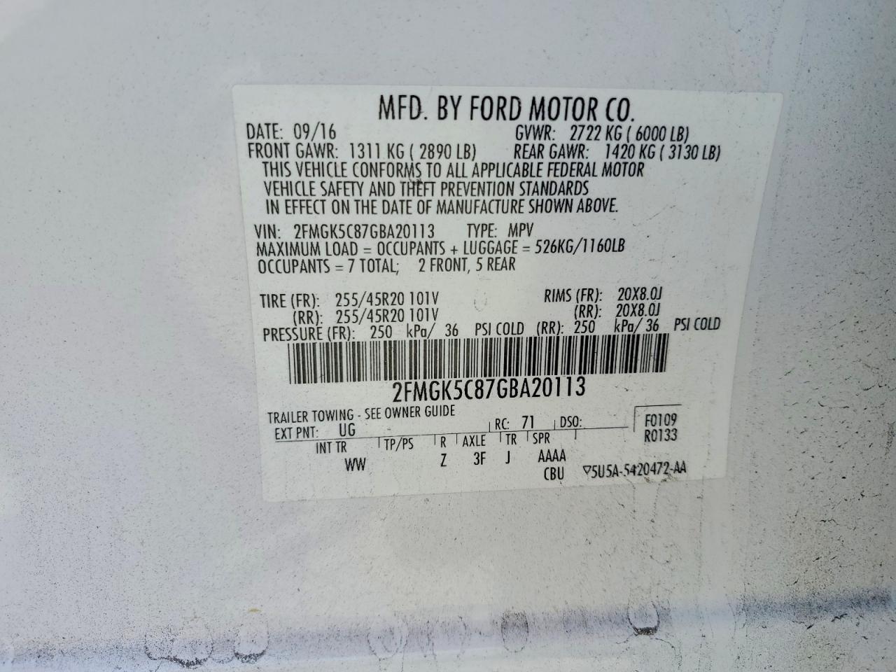 2016 FORD FLEX SEL photo 25