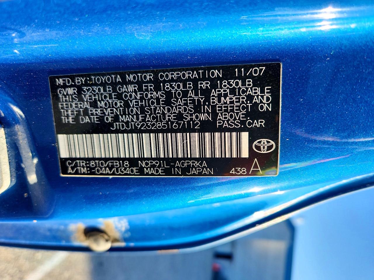 2008 TOYOTA YARIS BASE photo 12