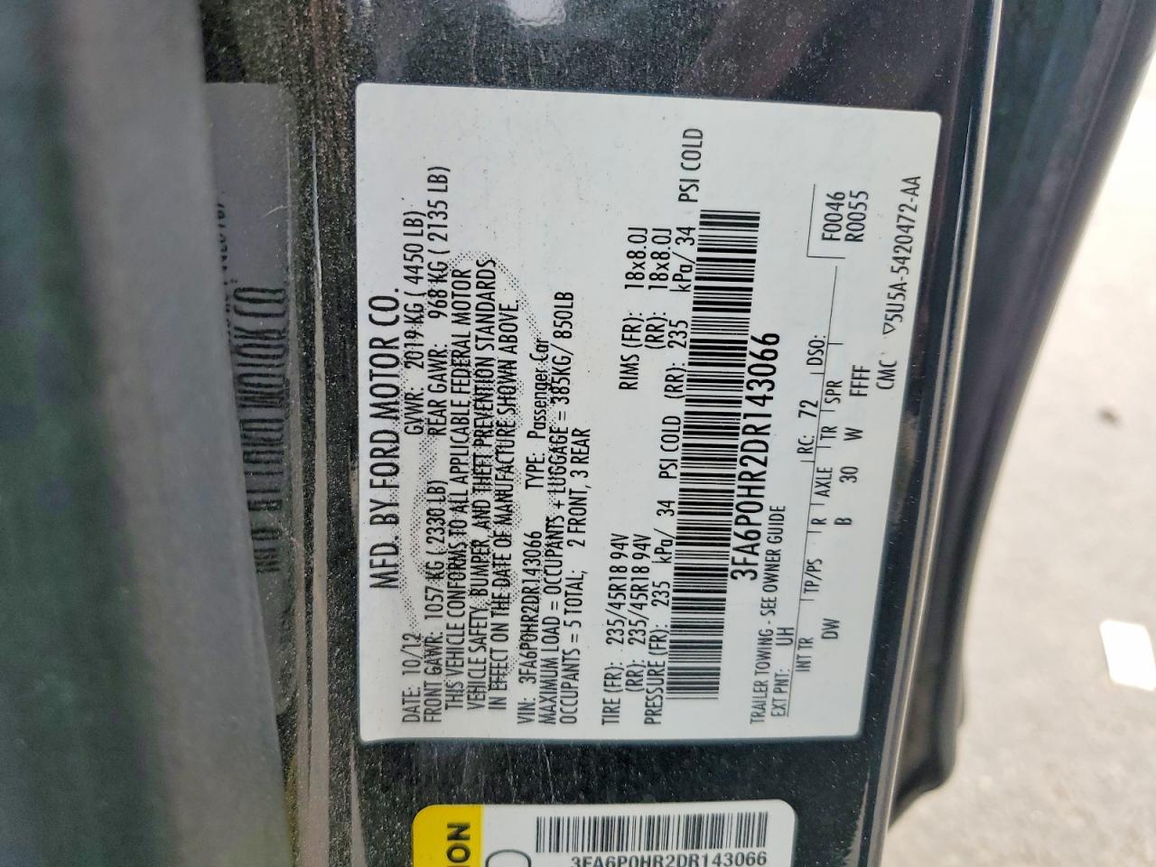 2013 FORD FUSION SE photo 12