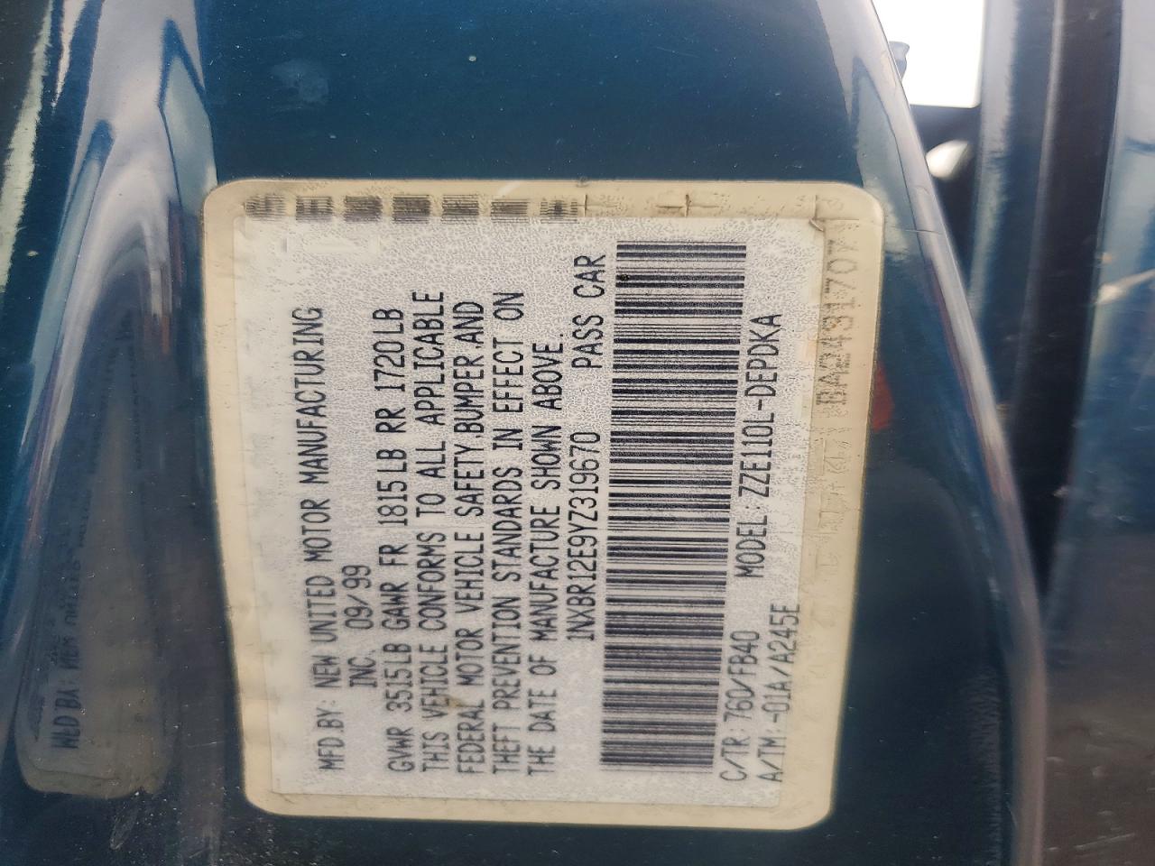 2000 TOYOTA COROLLA VE photo 34