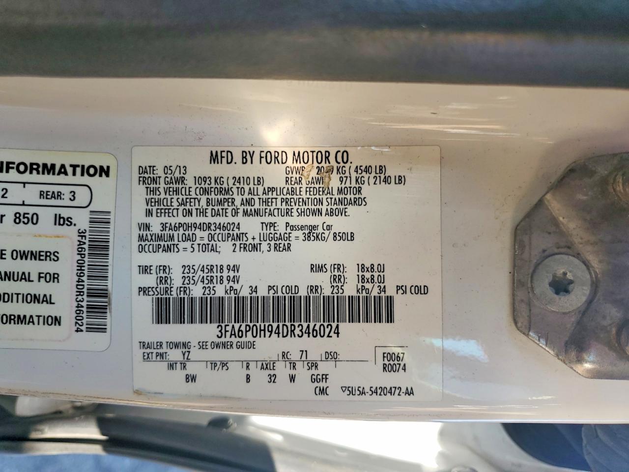 2013 FORD FUSION SE photo 23