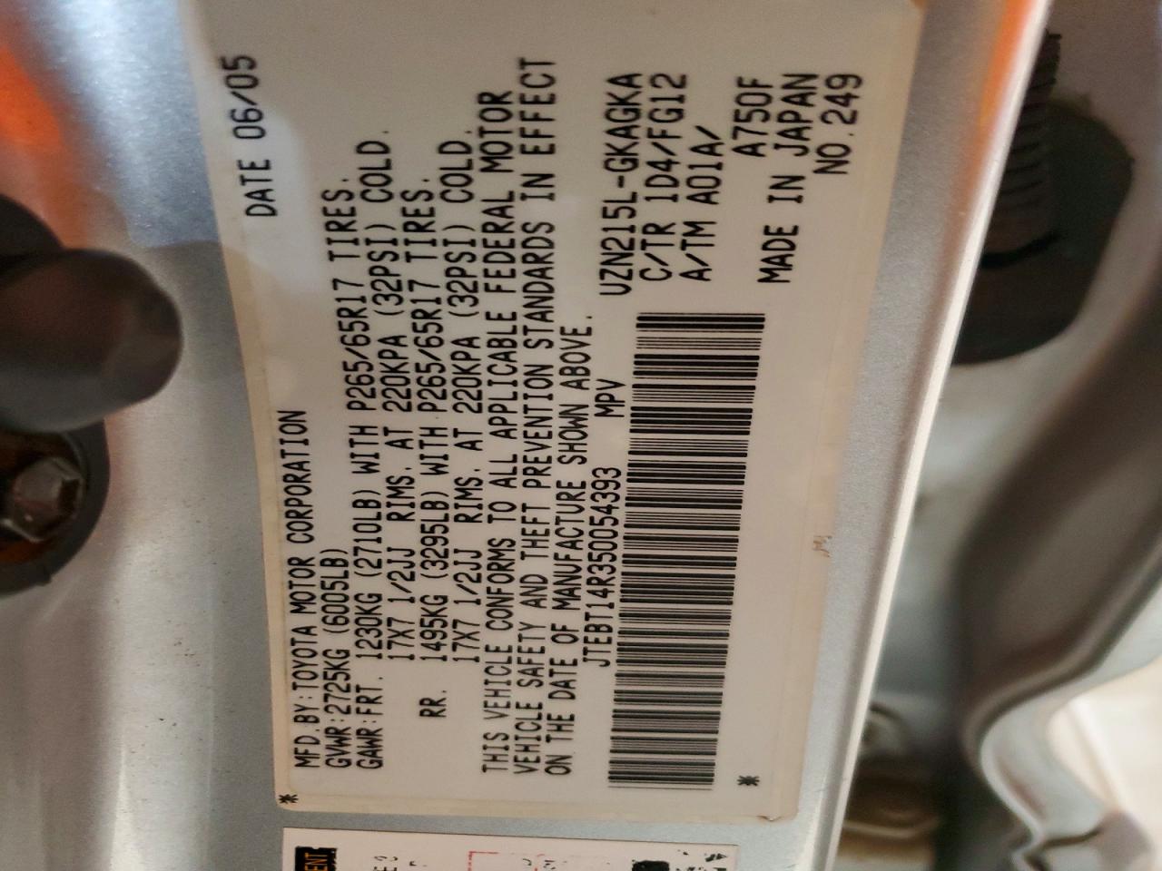 2005 TOYOTA 4RUNNER SR5 photo 13