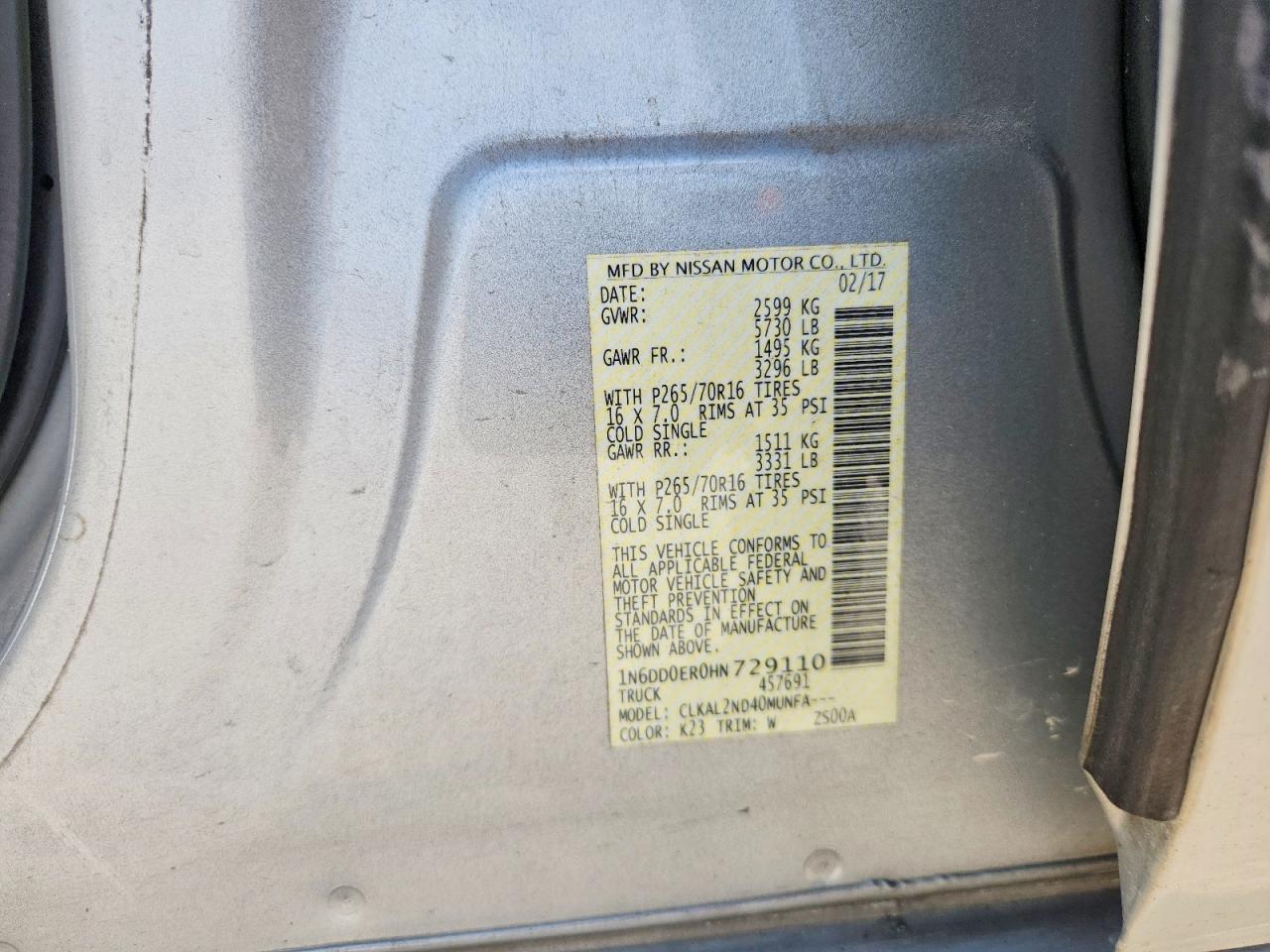 2017 NISSAN FRONTIER SV photo 23