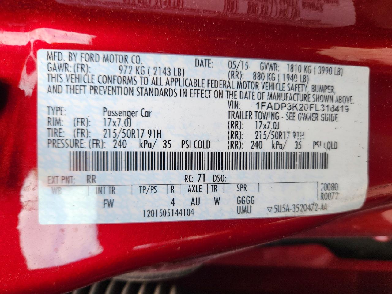 2015 FORD FOCUS SE photo 23