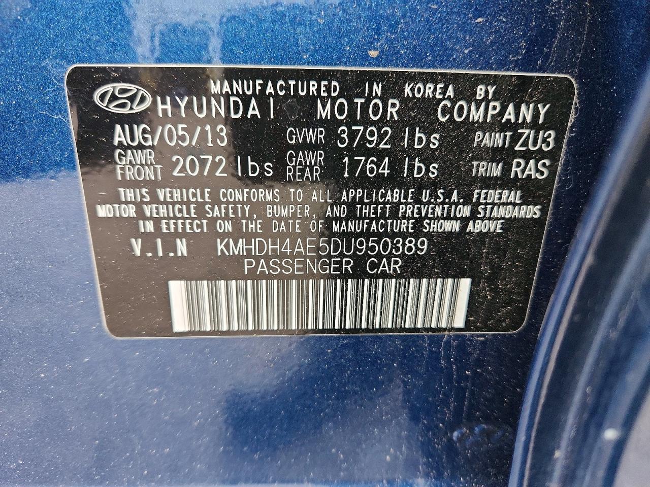 2013 HYUNDAI ELANTRA GLS photo 25